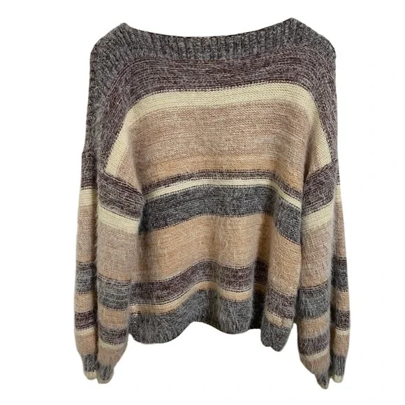 BKE Striped Fuzzy Knit Sweater Earthy Rustic Southwestern Boho Cottagecore Small - Picture 3 of 11